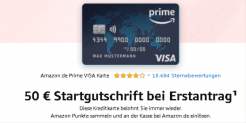Amazon VISA Karte mit 50 € Startguthaben + Dauerhaft kostenfrei (Prime-Kunden) + 3 % Cashback für Einkäufe bei Amazon