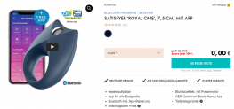 EIS DE: Satisfyer Royal One Bluethooth Penisring & 6 Gratisartikel für 0€ (MBW 29,95 €)🍨