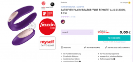 Eis DE: Satisfyer Paarvibrator “Plus Remote” 8cm & 6 Gratisartikel für 0€ (MBW 29,95 €) 🍦