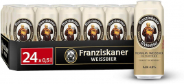 Franziskaner Hefe-Weizen Weissbier Naturtrüb Dosenbier 24er Pack (24 x 0.5 l Dose) ab 21,00 € inkl Pfand & Prime-Versand 🍻