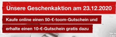Toom: 50 Gutschein zum ausdrucken + 10€ extra