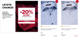 Eterna Sale mit 50% Rabatt + 20% Extra Rabatt – günstige Hemden, Blusen usw. (MBW 49€)