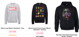 Zavvi: Hoodies + Sweatshirts für 37,99€ inkl Versand