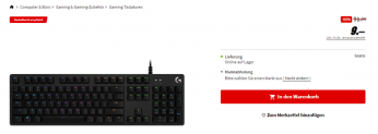 Logitech G512 Carbon GX Blue Switch für 79,00€ inkl. Versand (statt 95,85€)