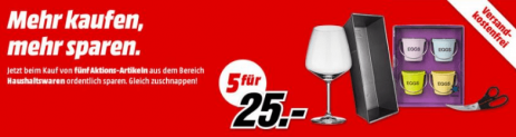 MediaMarkt Restposten Aktion mit 5 Haushaltsartikeln nach Wahl für nur 25,- Euro inkl. Versand