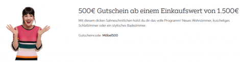 Mömax Möbelgutscheine: 100€ ab 500€ Einkaufswert, 250€ ab 1.000€ oder 500€ ab 1.500€