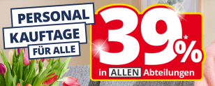 Möbel Höffner: Personal Kauftage mit 39% Rabatt