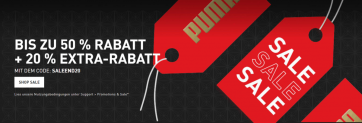 PUMA SALE bis zu 50% Rabatt + 20% Extra Rabatt