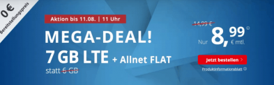 PremiumSIM: Monatlich kündbarer Vertrag mit 7GB LTE Datenflat, SMS und Sprachflat im O2 Netz für monatlich 8,99€