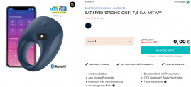 EIS DE: Satisfyer Strong One Bluetooth Penisring & 6 Gratisartikel für 0€ (MBW 29,95 €)🍨