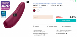 EIS DE: Satisfyer Curvy 1+ Druckwellenvibrator mit Vibrator & App & 6 Gratisartikel für 3,99 € (MBW 29,95 €) 🍨