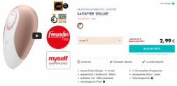 EIS DE: Satisfyer Deluxe Druckwellenvibrator & 6 Gratisartikel für 2,99 € (MBW 29,95 €) 🍨