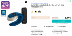 Eis DE: Satisfyer Double Love Partnervibrator mit App + Fernbedienung & 6 Gratisartikel für 2,99 € (MBW 29,95 €) 🍨
