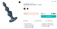 Eis DE: Satisfyer Lolli-Plug 1 Analvibrator & 6 Gratisartikel für 2,99 € (MBW 29,95 €) 🍨