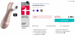 Eis DE: Satisfyer Pro 2+ Druckwellenvibrator mit Vibration & 6 Gratisartikel für 1,99 € (MBW 29,95 €) 🍨