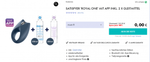 EIS DE: Satisfyer Royal One Bluetooth Penisring inkl 2 Gleitmittel & 6 Gratisartikel für 0 € (MBW 29,95 €) 🍨