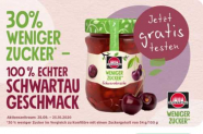 Schwartau “weniger Zucker” Konfitüre bei REWE gratis testen dank Cashback