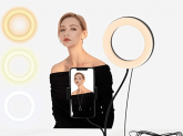 6″ Ringlicht mit flexiblem doppeltem Schwanenhals, Handyhalter dimmen/Farbtemperatur wählbar