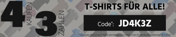 Jeans Direct: 4 T-Shirts kaufen, 3 bezahlen