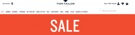 Tom Tailor: Sale mit bis zu 70 % Rabatt + 20€ Extra-Rabatt ab 75€ oder 30€ Extra-Rabatt ab 100€