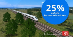 25% Bahn Rabatt auf ICE, Intercity und Eurocity Tickets der Deutschen Bahn