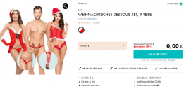 Eis DE: Weihnachtliches Dessous-Set aus 9 Teilen & 6 Gratisartikel für 0 € (MBW 29,95 €) 🍨