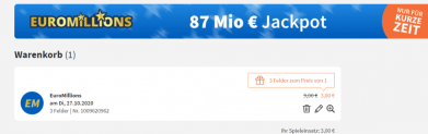 Lottohelden: 3 Felder EuroMillions für 3 € anstatt 9 € für Neukunden ( 87 Mio € Jackpot 💰)