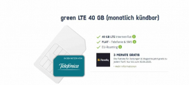 mobilcom green LTE 40 GB (monatlich kündbar) nur 24,99€ mtl. statt 34,99€ mtl.