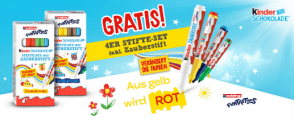 2 Kinder Schokolade Aktionspackungen kaufen & 4er Stifte-Set mit Zauberstift gratis erhalten