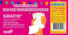 Gratis: 8 Rollen Klopapier 🧻 bei KODi – Tag des Klopapiers
