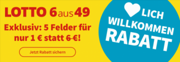 Lottohelden Neukunden: 5 Felder Lotto 6 aus 49 für nur 1,00 € statt 6,00 € (22 Mio € im Lotto Jackpot 💰)
