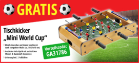 GRATIS Tischkicker „Mini World Cup“