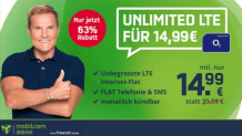 Mobilcom-debitel o2 Unlimited Smart Allnet-Flat mit unbegrenzt Daten für 14,99 € mtl.