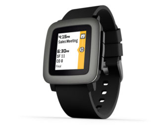 Pebble Time, Smartwatch & Fitnesstracker f. iOS/Android, Bluetooth 4.0, schwarz