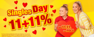 Poco: Singles Day 11 % + 11 % Rabatt (entspricht 20,79 % Gesamtrabatt)
