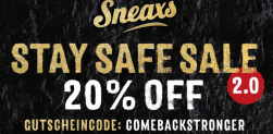 Sneaxs Stay Safe Sale 2.0 – 20 % Rabatt auf Alles