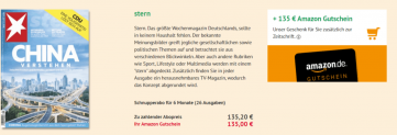 Halbjahresabo (26 Ausgaben) “Stern” für 135,20€ + 140€ Amazon Gutschein