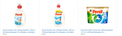 Amazon: 3 Waschmittel kaufen, 2 bezahlen + Spar-Abo Rabatt z. B. 3x Persil Sensitive Megaperls 3×90 Waschladungen für 36,80 € inkl Versand statt 64,95 €